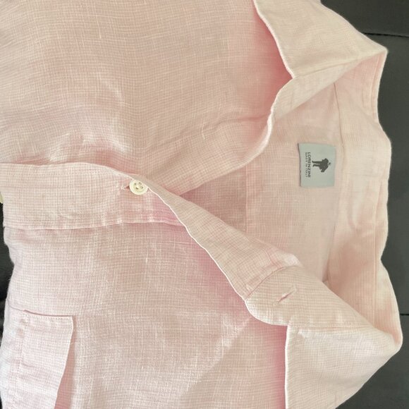 Lorenzini Men's Light Pink Button-Down Linen Shirt.  Made In Italy.  Size: Large - Picture 13 of 14